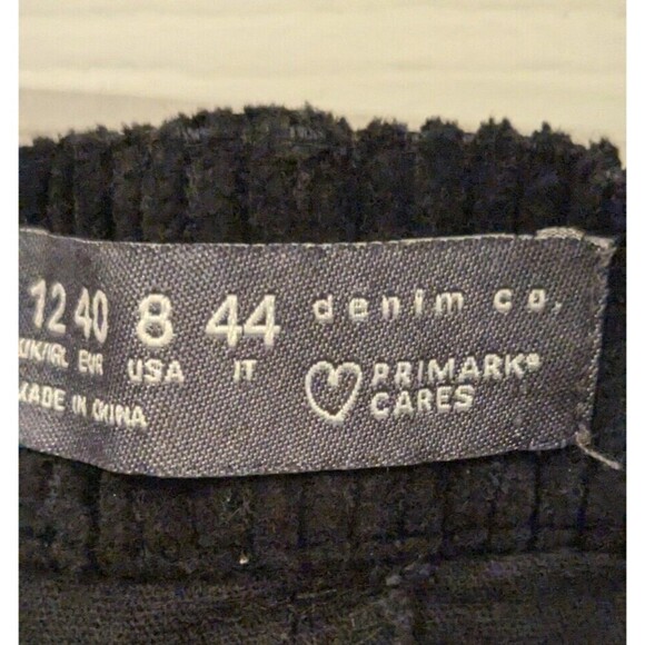 Primark Black Courduroy mini skirt SZ 8 Button Fly  Preppy Academia Versatile‎ - Picture 2 of 4